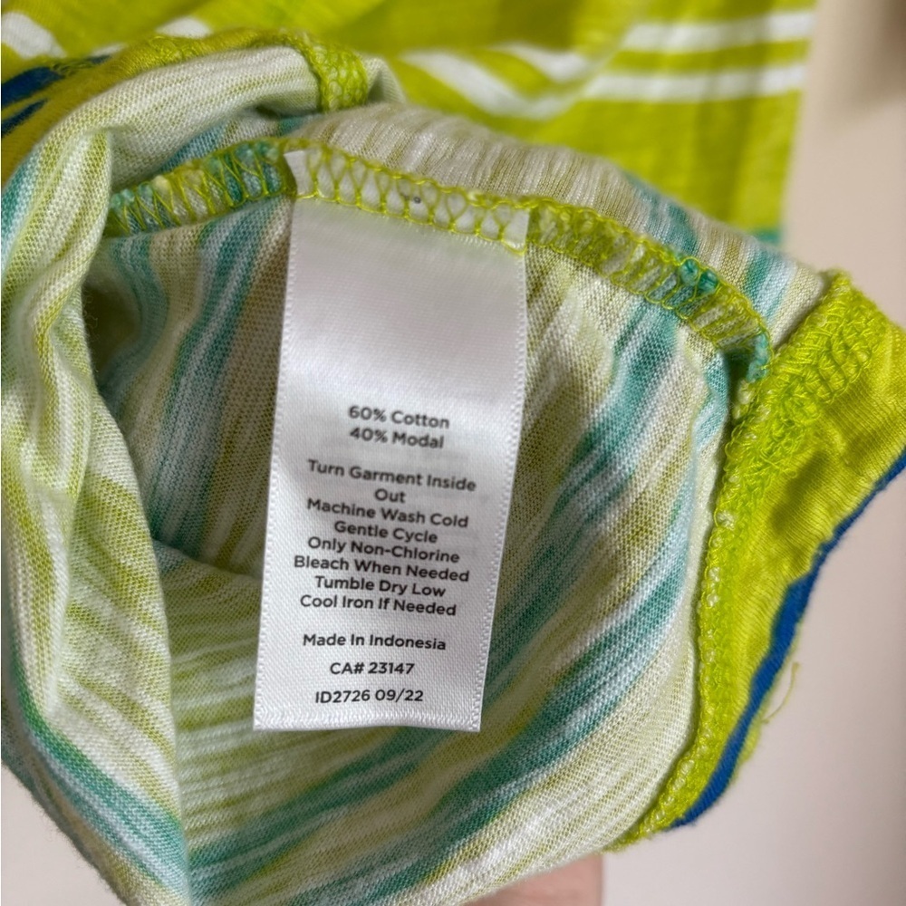 Talbots Lime Green Striped Long Sleeve Top Size Sp - Picture 7 of 7